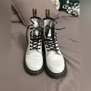 Dr. Martens White Lace-Up Combat Boots